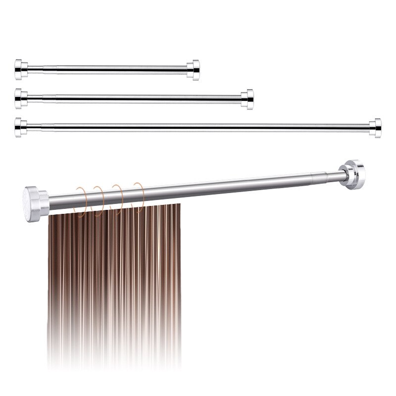 Stainless Steel Bathroom Bar Curtain Hanging Bar Curtain Rod Telescopic Bar Spring Shower Curtain Rod Free Installation Drilling