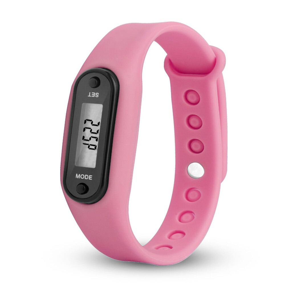 Digitale Pink Lcd Horloge Run Stap Loopafstand Calorie Stappenteller Siliconen Calorie Sport Armband Horloge Voor Drishipping N08: G