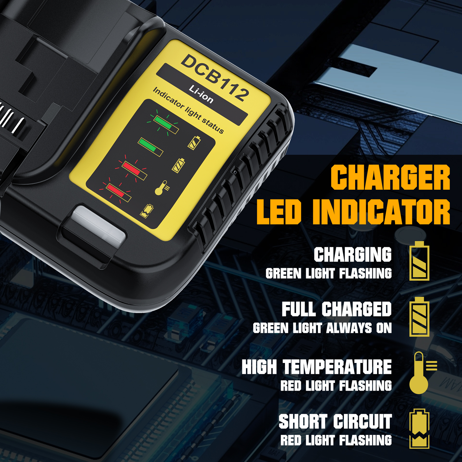 Electric 2.0A Lithium Battery Charger With LED Display For DeWalt Original Tool Battery 10.8V 14.4V 20V Battery Charger