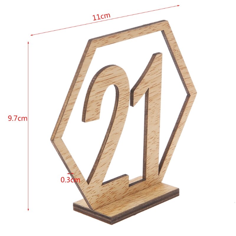 20 st 21-40 hexagon bord nummer bröllop träskylt stativ mottagning mittpunkten