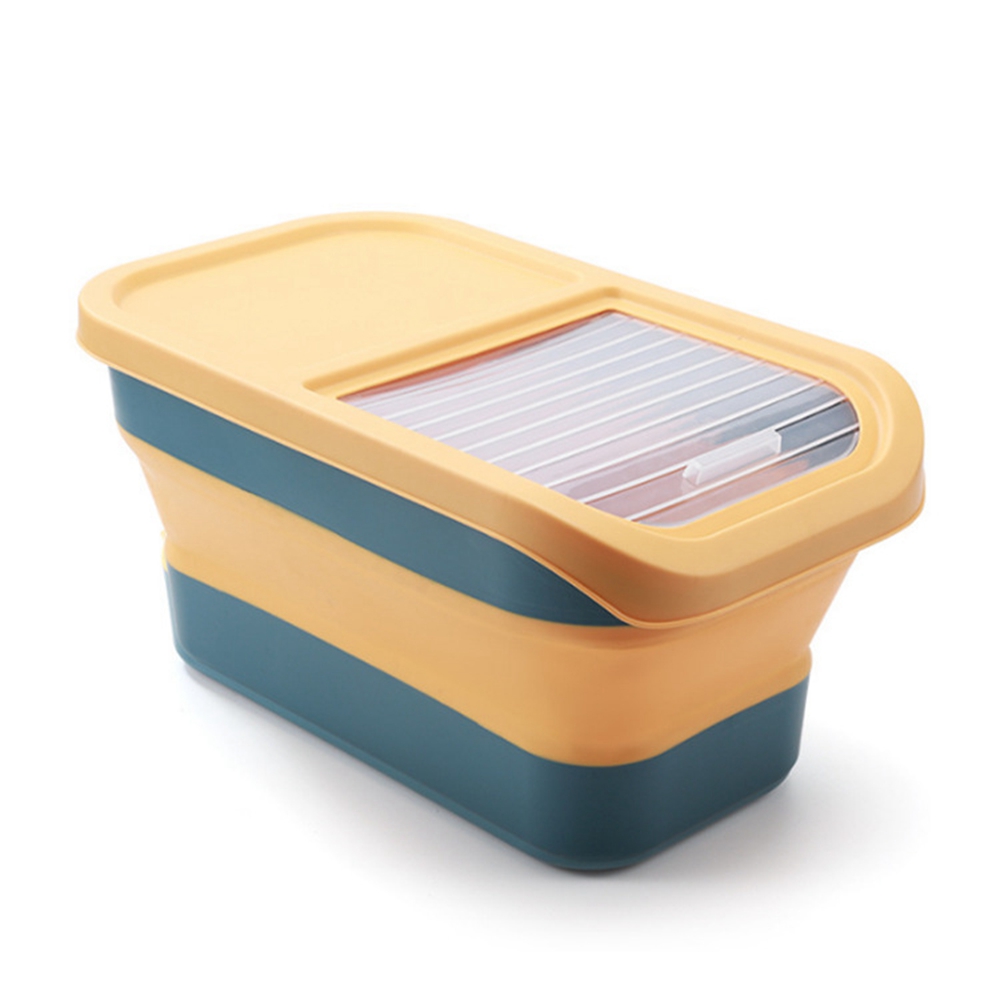13/33lb Katzenhundefutter-Vorrats behälter zusammen klappbare Trocken katzenfutter Kasten mit Deckel luftdicht versiegelnde Küchenkorn-Reis-Aufbewahrung sbox: Grün