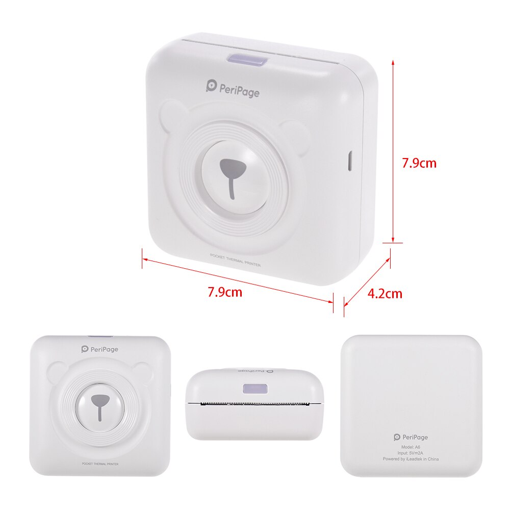 Stampante termica portatile Peripage A6 mini stampante termica tascabile per foto in carta da 203DPI stampante Bluetooth senza fili da 58mm