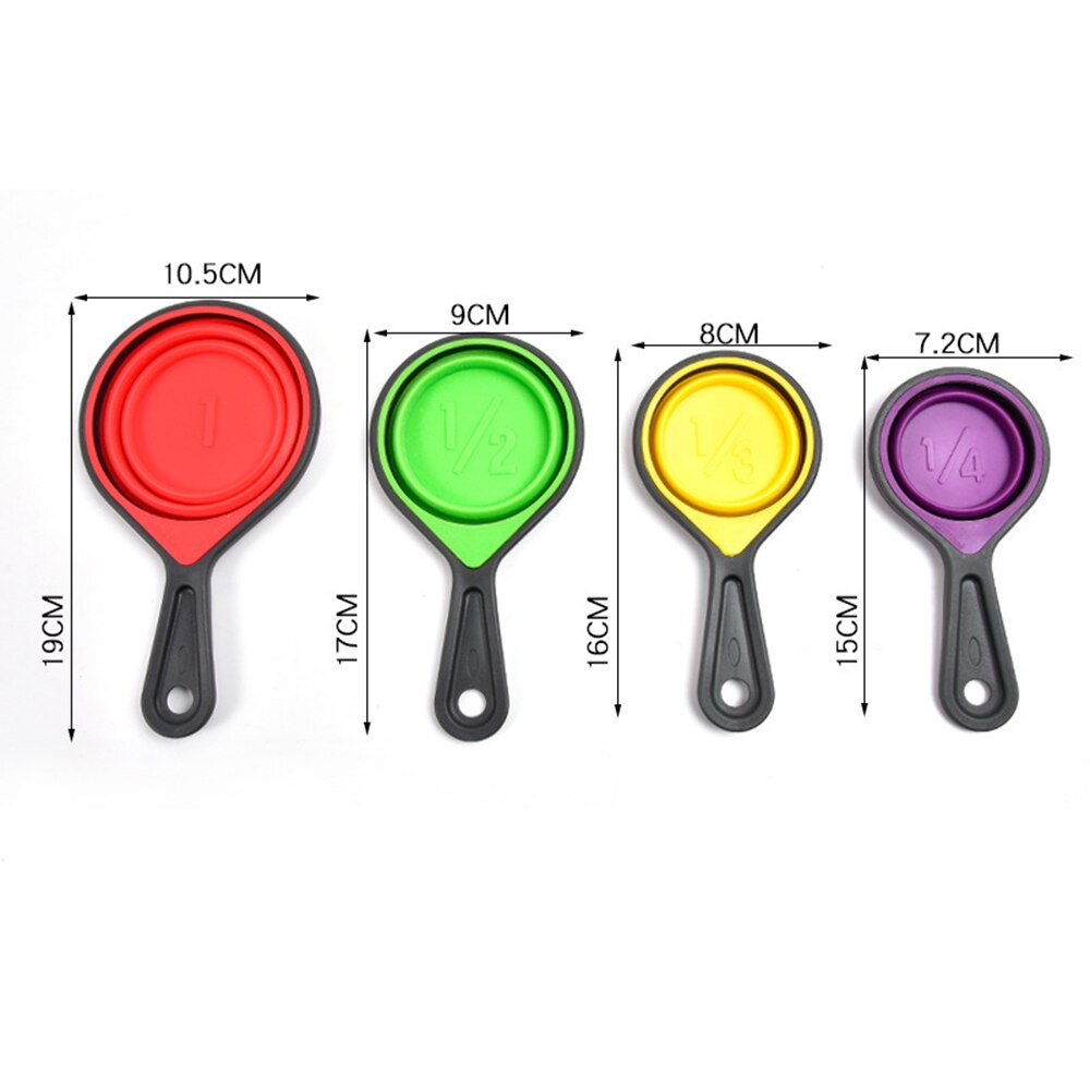Measuring Cups Spoons Collapsible Silicone Measuring Cups Set 8 piece Measuring Tool Engraved Markings for Liquid Dry Measuring