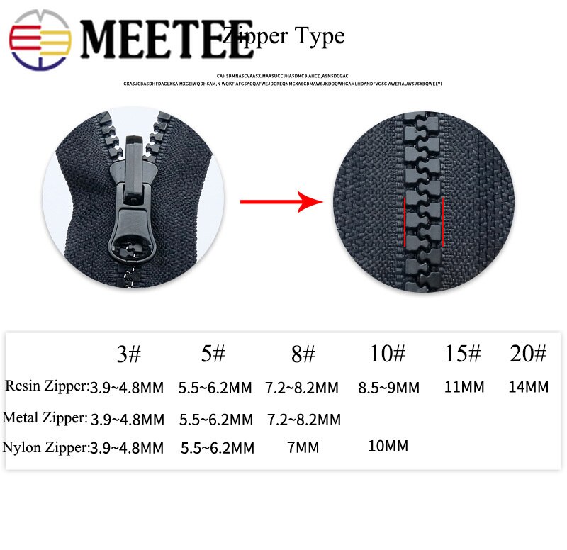 2Pcs 5# 60-100cm Double-Sided Slider Open-End Zipper Resin Zippers Zips Repair Kit For Coat Bags DIY Clothing Sewing Accessories