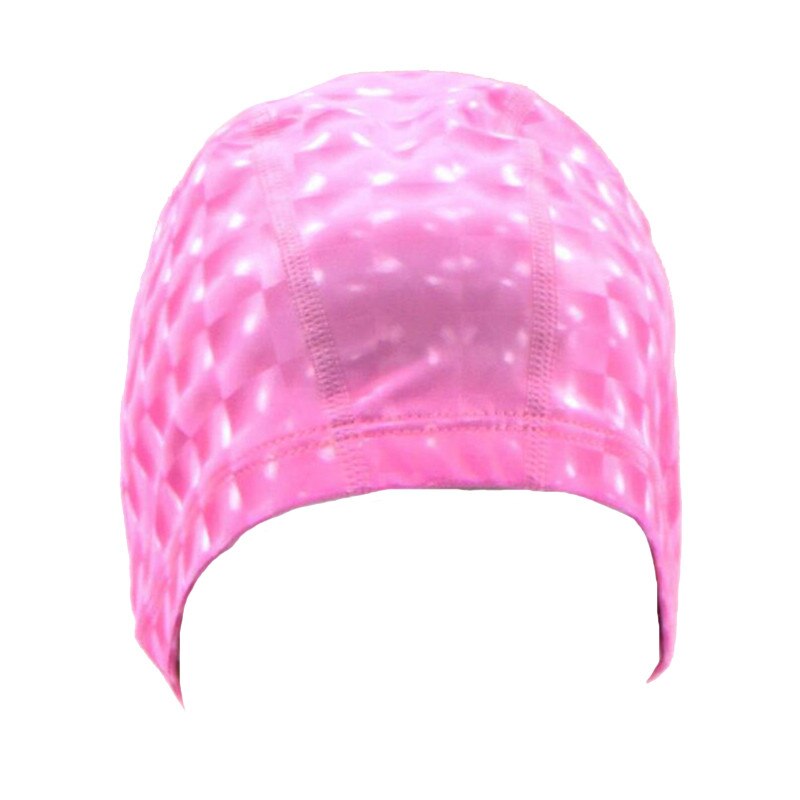 CKAHSBI Adults Elastic Waterproof PU Fabric Protect Ears Long Hair Sports Swim Pool Hat Swimming Cap Free Size For Men & Women: Q382 Pink