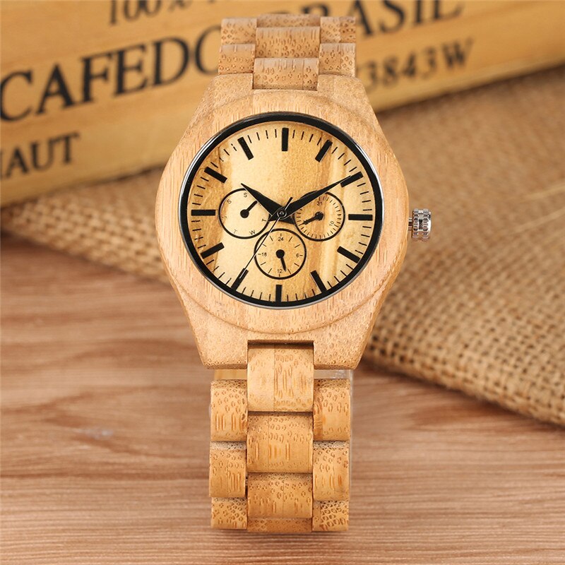 Natuurlijk bamboe quartz horloge uurwerk zonder letterlijke voor vrouwen mannen minimalistische houten horloges houten band polshorloge