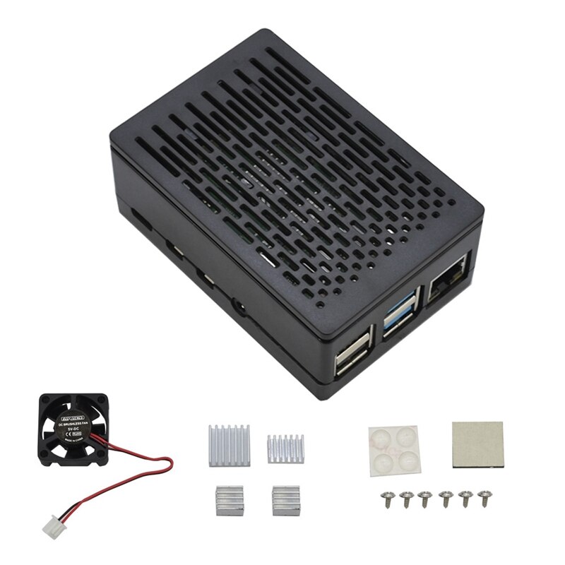 Voor Raspberry Pi 4B Beschermende Abs Case Behuizing Met Koelventilator Zilver Aluminium Heatsink Voor Raspberry Pi 4 Model B