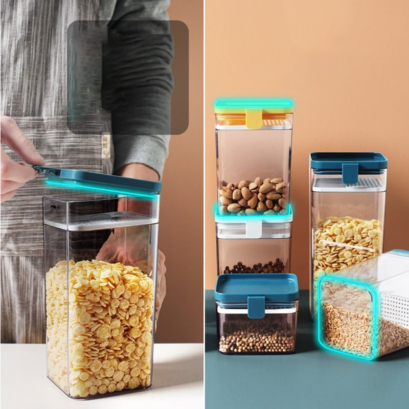 PP Food Storage Jar Airtight Plastic Clear Container Set Kitchen Container Set With Bamboo Lid And Silicone Glass Preservation