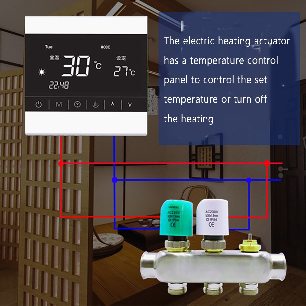 230v 2w udskiftning elektrisk termisk aktuator til gulvvarme åbner normalt luk tilbehør manifold praktisk hjemmepc