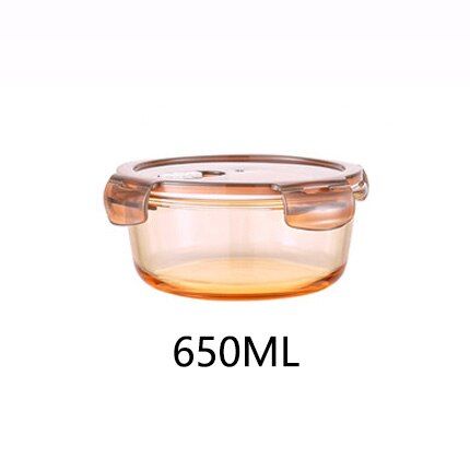 Heat Resistant Glass Fresh Keeping Lunch Box for Kids Women Men Food Storage Meal Prep Containers Japanese Snacks Bento Box: round 650ml