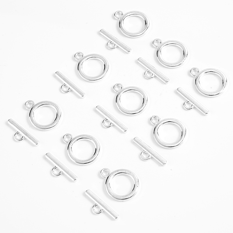10 unids/lote de cierre OT clásico para DIY, collar, pulsera, fabricación de joyas, conector, cierre de palanca, accesorios de joyería, suministros: Gris
