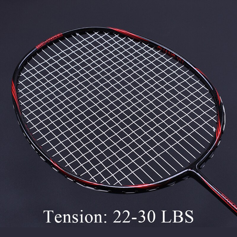 6U 72g Strung Badminton Racket Balanced Carbon Badminton Racquet 22-30 LBS free Grips and Sweatband