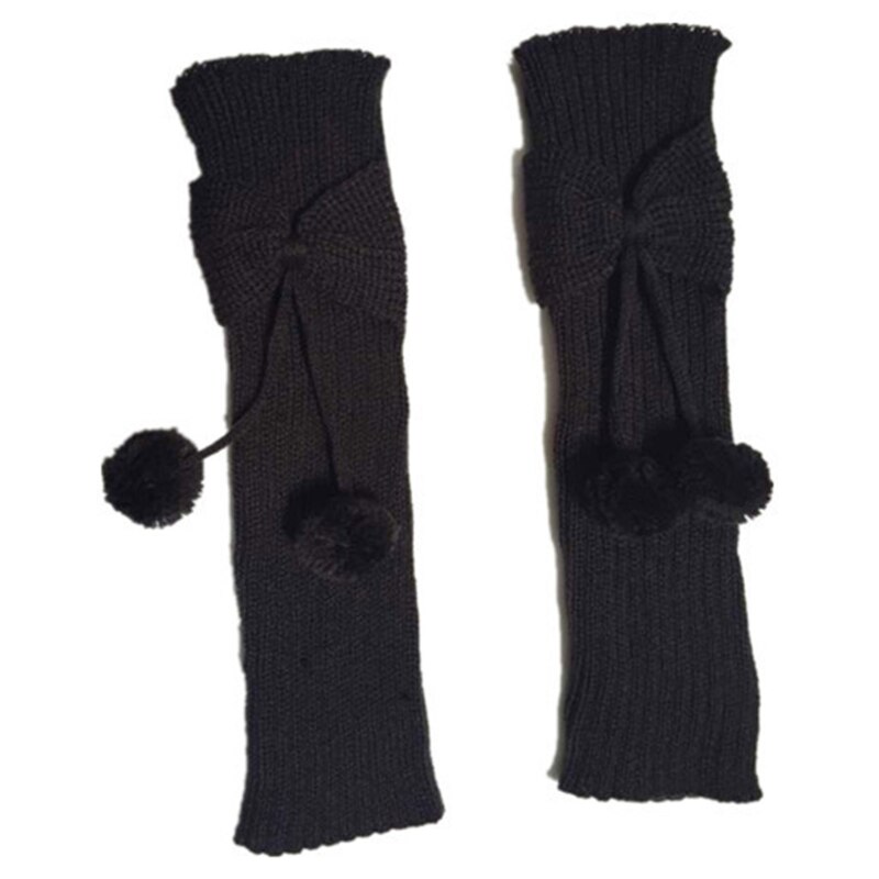 Scaldamuscoli Bowknot per bambini in tinta unita autunno inverno con calze lunghe lavorate a maglia calze per stivali: Dark Grey