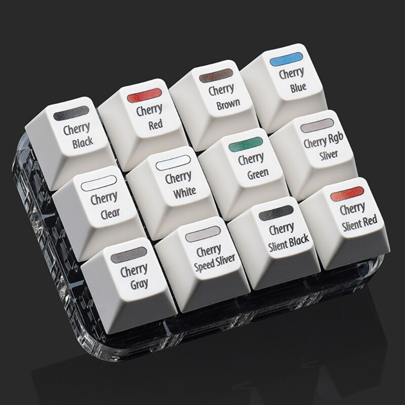 White Keycaps Testing Tool Cherry 12 MX Switches Keyboard Tester Kit Clear Keycaps Sampler PCB Mechanical Keyboard