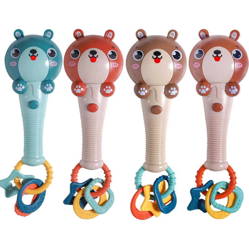 Baby Rattles Toy Ringing Sound Light 0 - 3-year-old Hand Clutching Playing Toy Stick Hand Bells Mobile Early Educational Toy