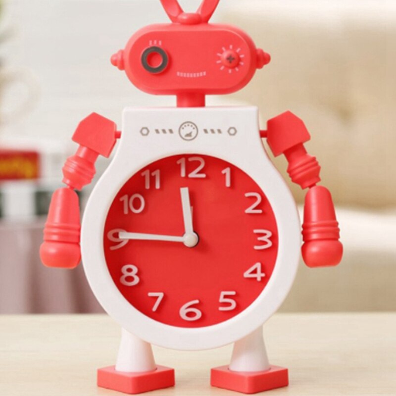 Reloj despertador para dormitorio, Robot con movimiento de brazo articulado, decoración de dibujos animados, para niños, regreso a la escuela
