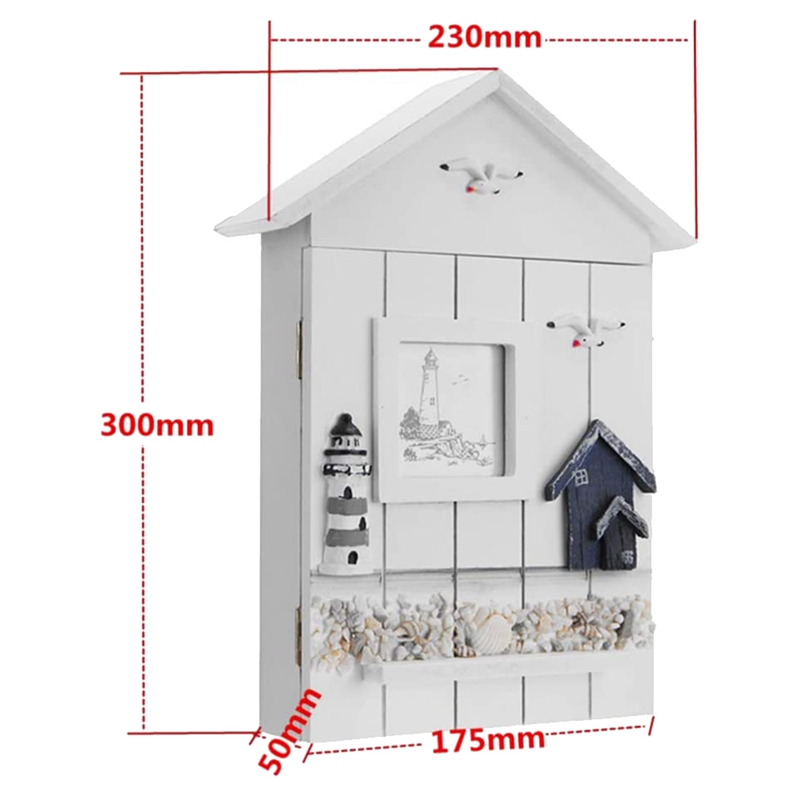 ! Mediterranean Style Key Cabinet Wood Nautical Style Wall Mounted Wooden Key Holder Storage Box Cabinet
