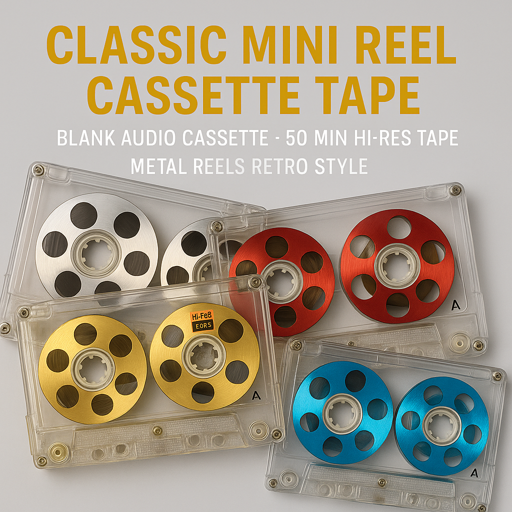 Classic Mini Reel Cassette Tape 50min Blank Recording Tape Double-Sided Metal Reel Retro Style Hi-Res Audio