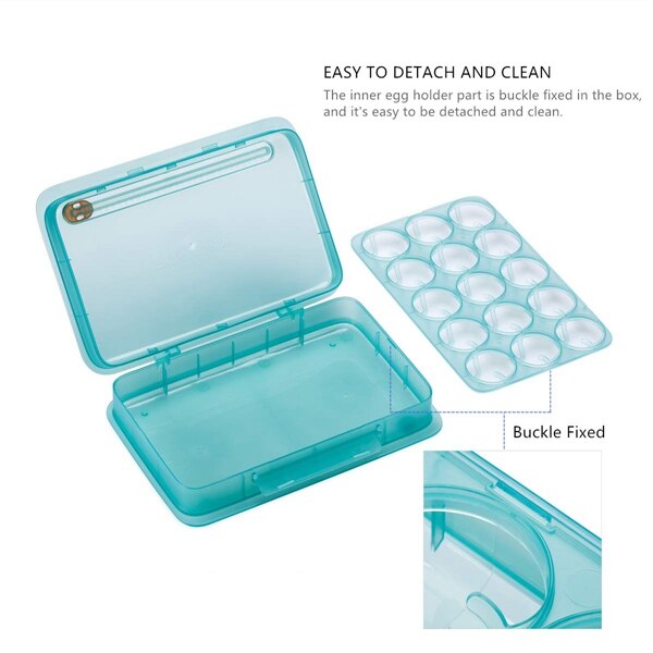 Ägghållare för kylskåp, kylskåp äggförvaringsbox behållare och organisatör för kök, ägghållare med lock, rymmer 15 ägg,