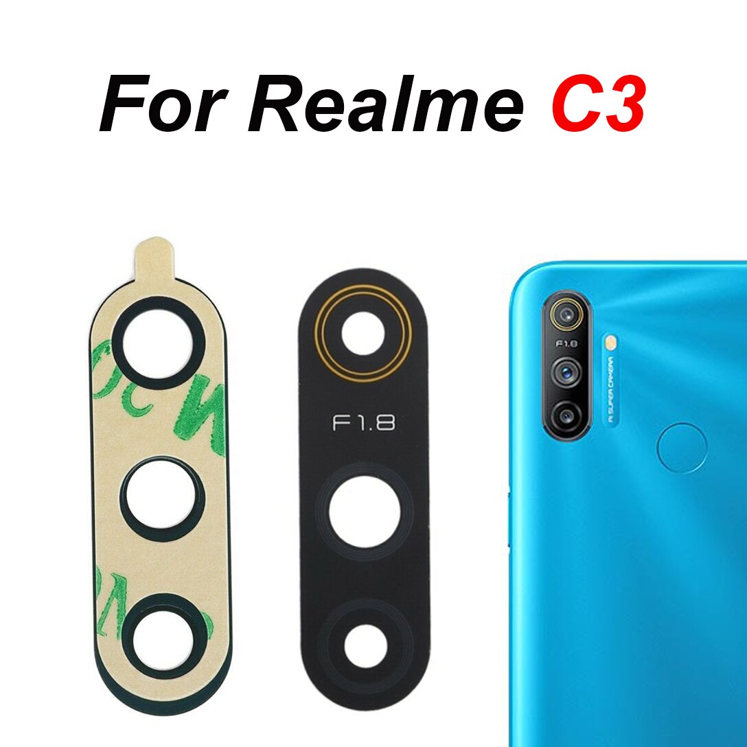 2 pz/lotto Posteriore Posteriore della Macchina Fotografica Obiettivo di Vetro Per Realme C3 C11 2021 C12 C15 C17 C20 C20A C21 C21Y C25 C25S C25Y C35 di Ricambio + Adesivo: C3
