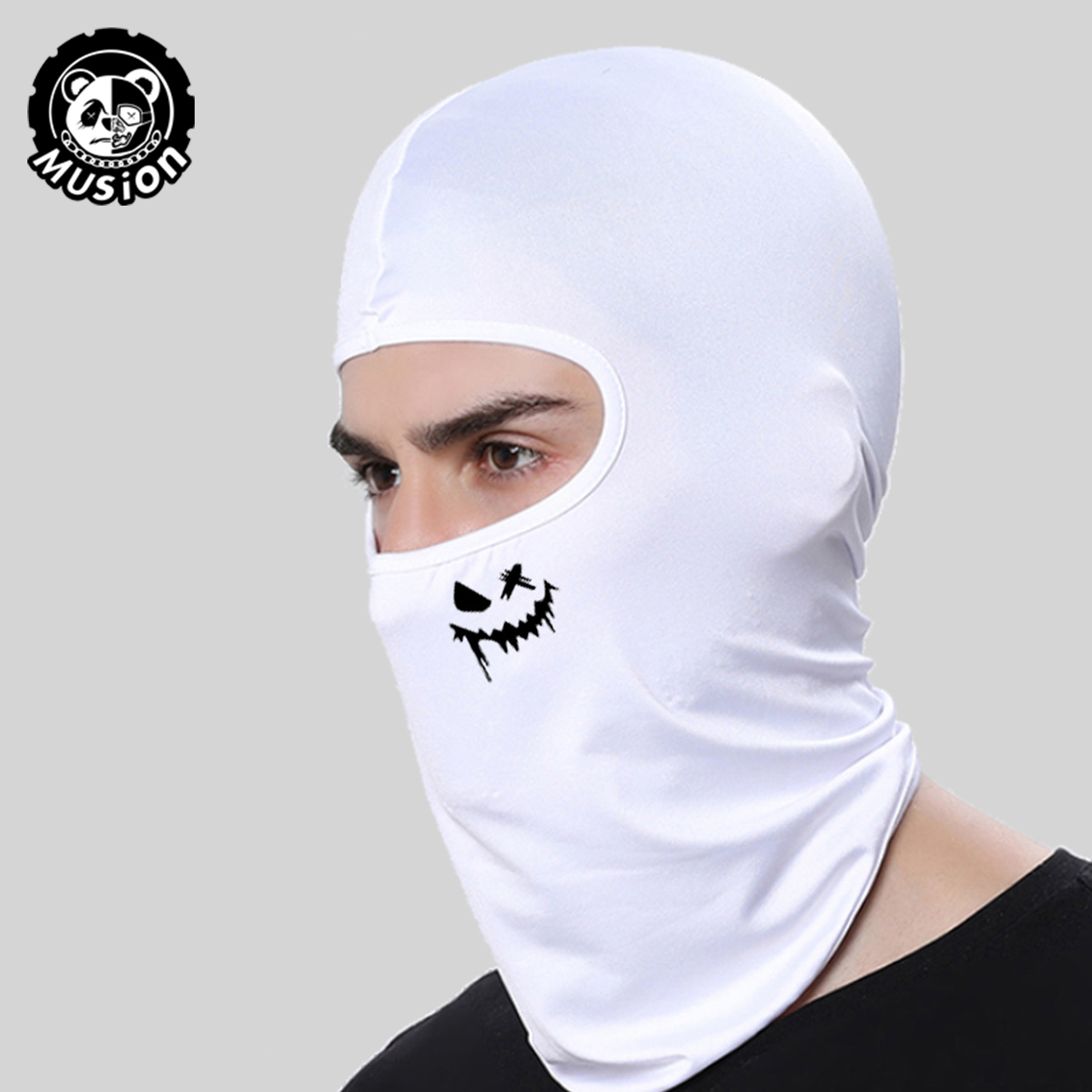 Musion motorcykel balaklava tryck solskydd helmask andningsbar mask balaklava cykel huvudskydd un: Vit