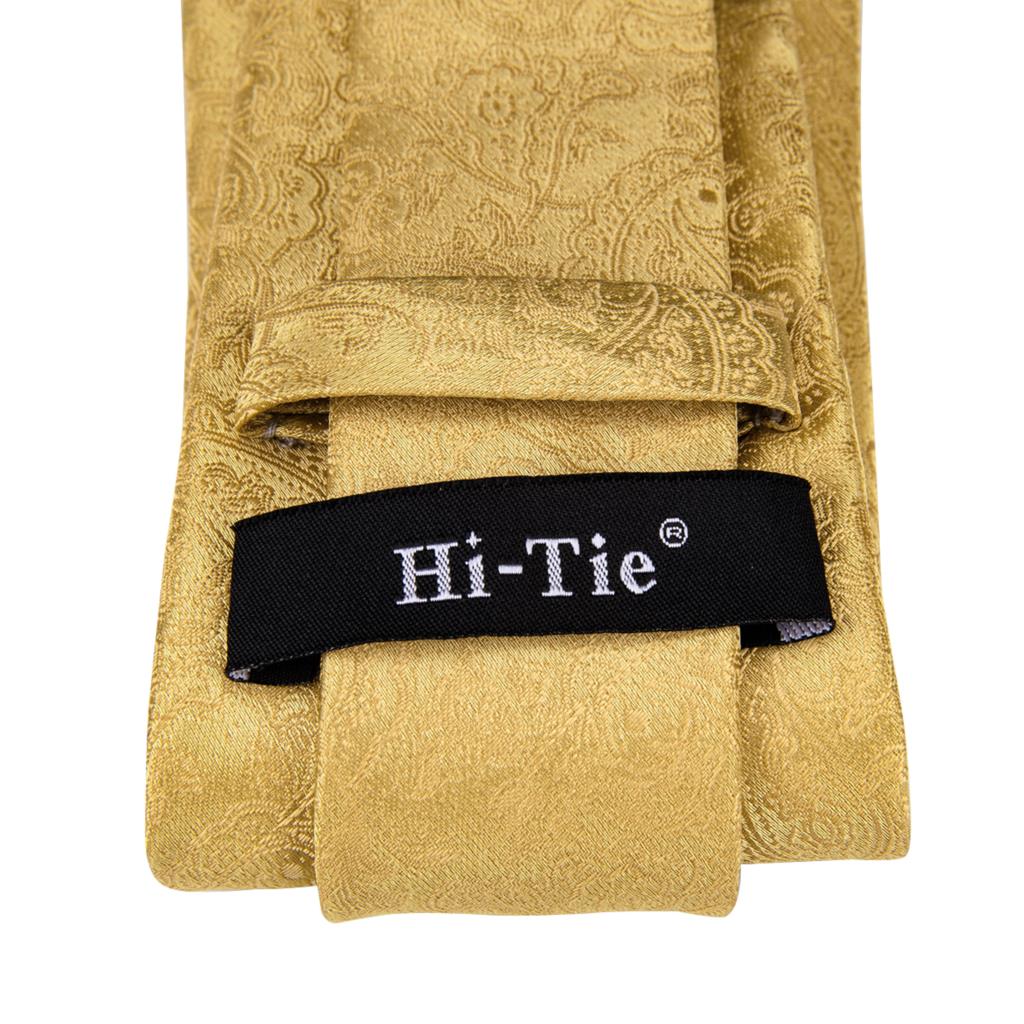 Corbata de seda de Cachemira para hombres, corbata de boda de oro amarillo, mancuerna a mano, para hombres, de , de negocios, , Hi-Tie