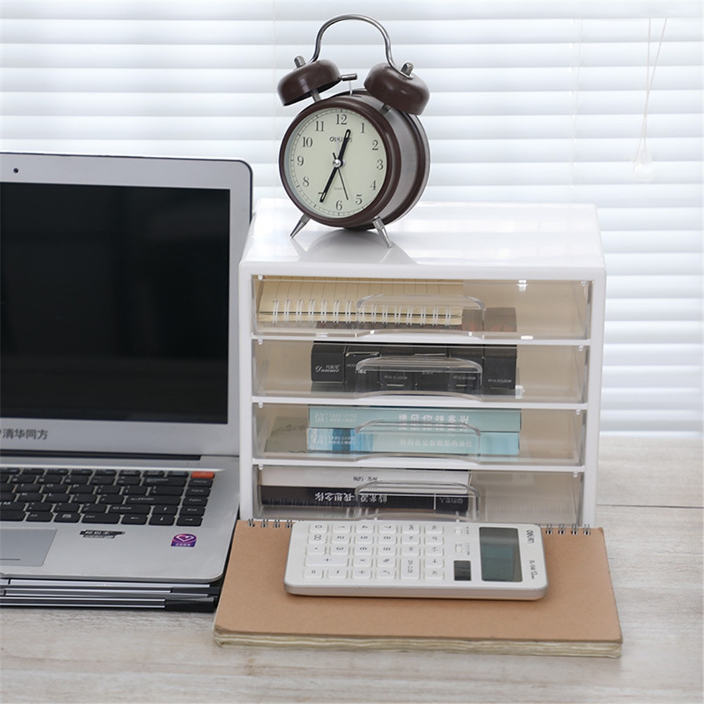 3 Layers Acrylic Plastic Storage Drawer Minimalist Office Desk Storage Drawer Box Organizer Sundries Document Paper Container