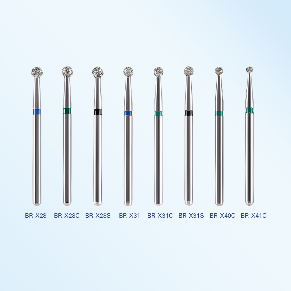 AZDENT Dental Diamond Bur FG Burs 1.6mm For High Speed Handpiece Length 25mm XL Type Ball Round Shape10pcs/Box