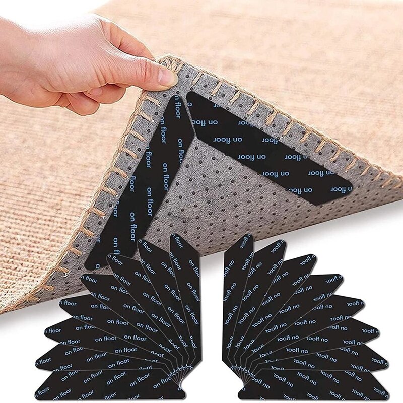 8Pcs Tapijt Anti Slip Anti Curling Patch Herbruikbare Wasbare Tapijt Patch Vaste Sticker Vloerkleed Mat Tape Grijper Hoeken pad