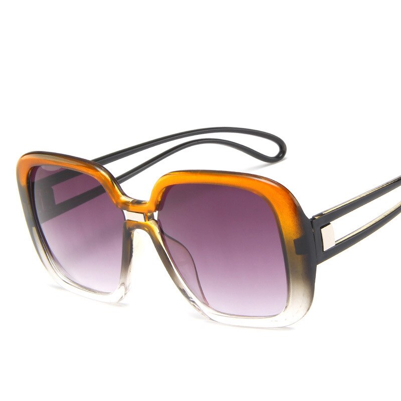 Vintage Oversized Vierkante Zonnebril Vrouwen Grote Zwarte T Frame Zon Galsses Luxe Eyewear: Colour4