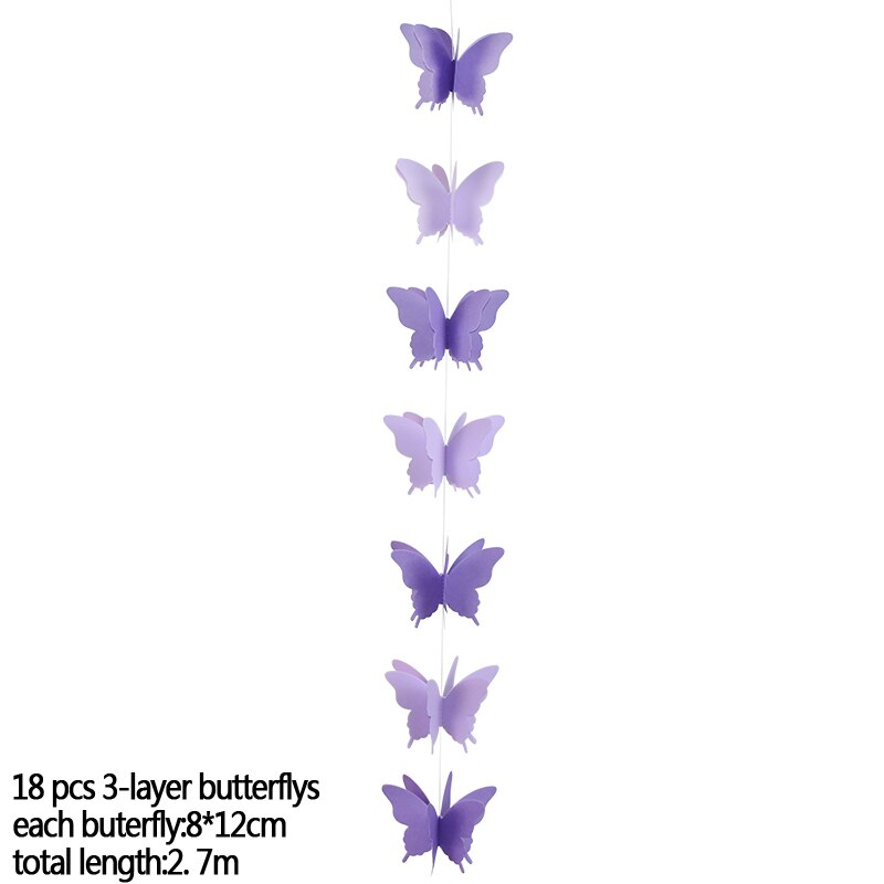 270cm fargerike sommerfuglpapir krans hengende banner bryllup bursdagsfest dekor baby shower barn jente rom dekor bunting: B08