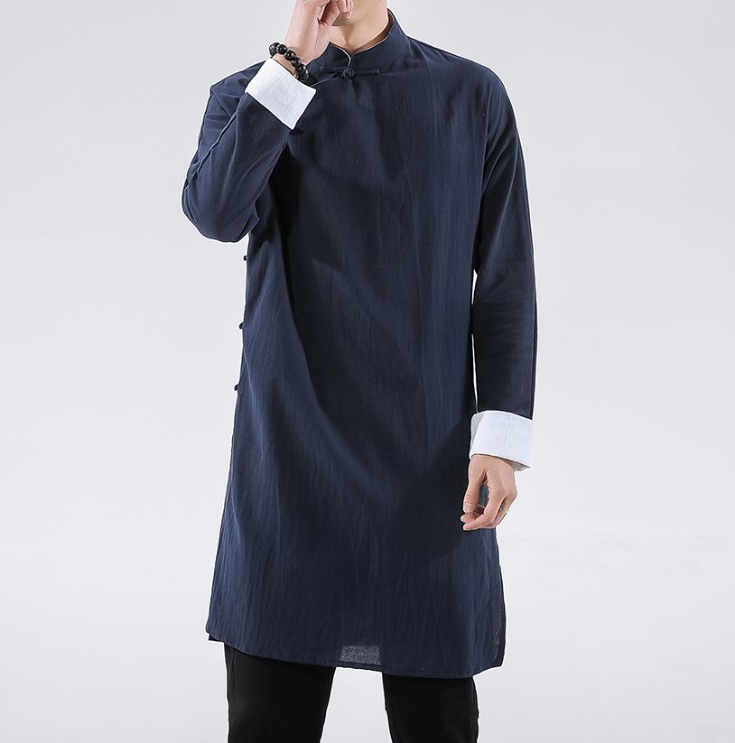 IP MAN Chinese kung fu upper garment outfit robes tai chi uniforms taoist robe wushu kung fu gown Wing Chun suits clothing: M / dark blue