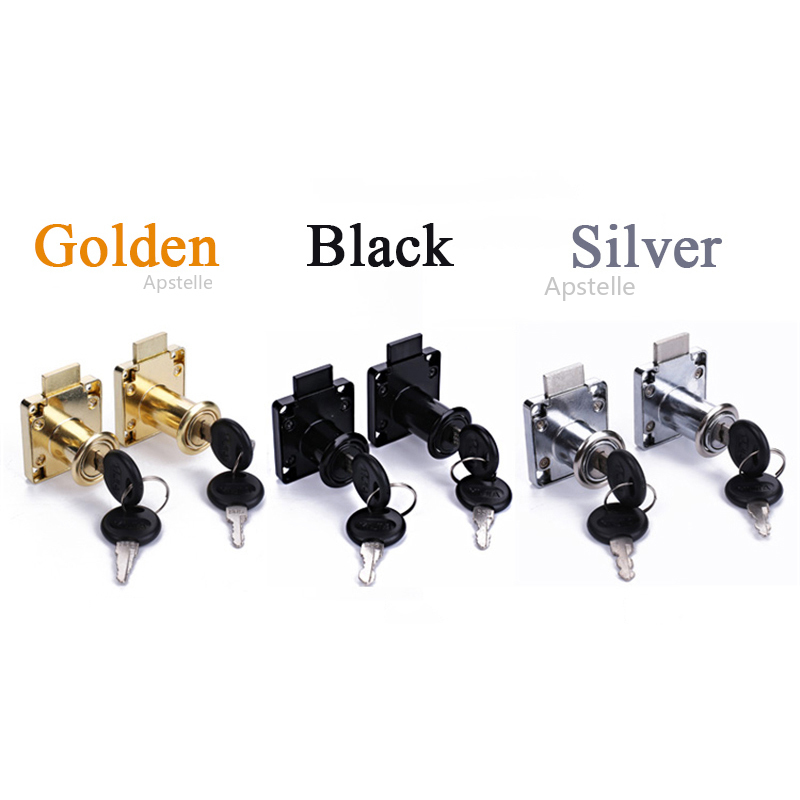 PQB High-grade Desk Drawer Lock 22/32mm Silver Gold Blcak Wardrobe Locks Cabinet Locks Furniture Cam Locks Drilling with Keys