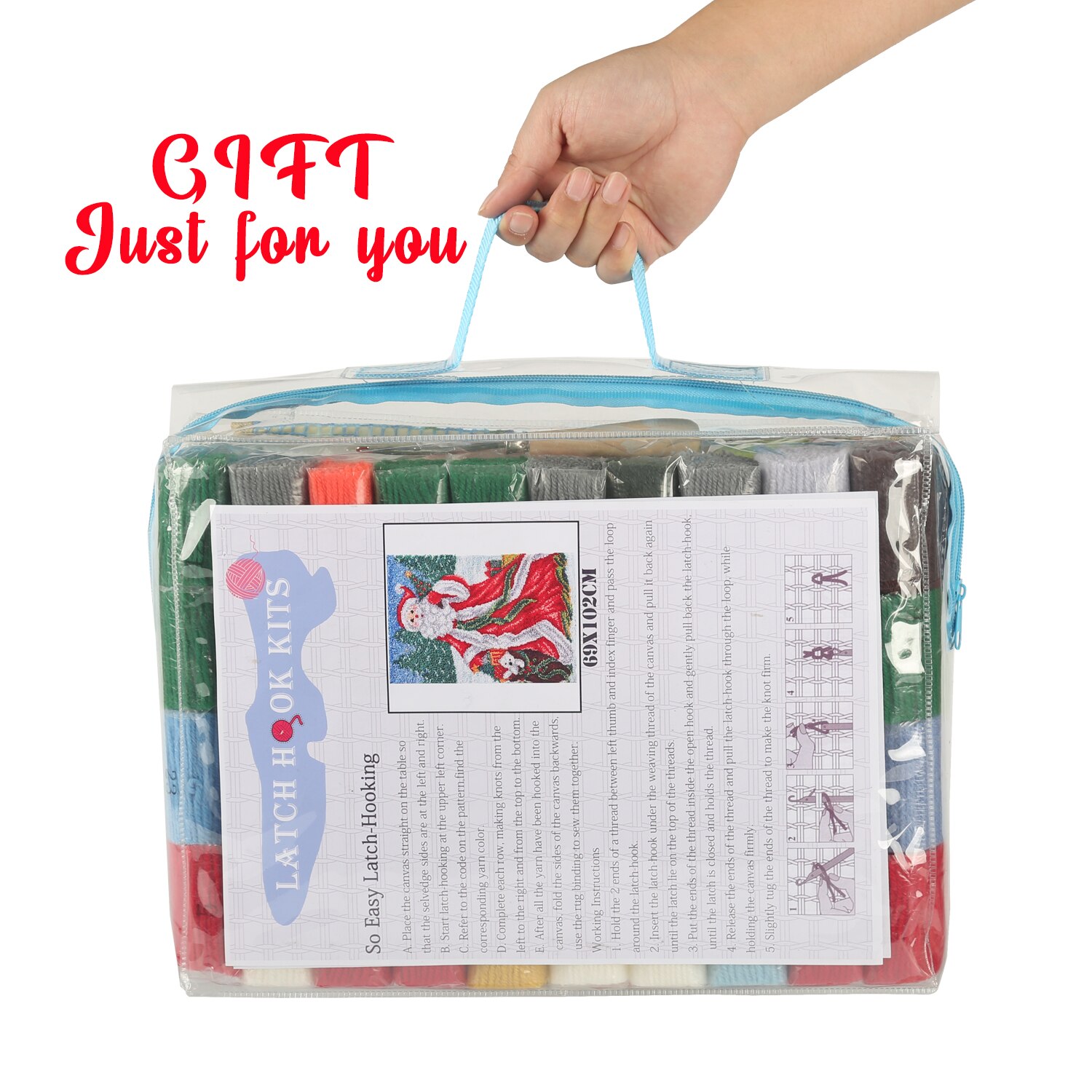 Kit de crochets de verrouillage pour tapis de sol, tapisserie murale suspendue, tapis en toile pré-imprimée avec support antidérapant, pour bricolage, 69x102cm