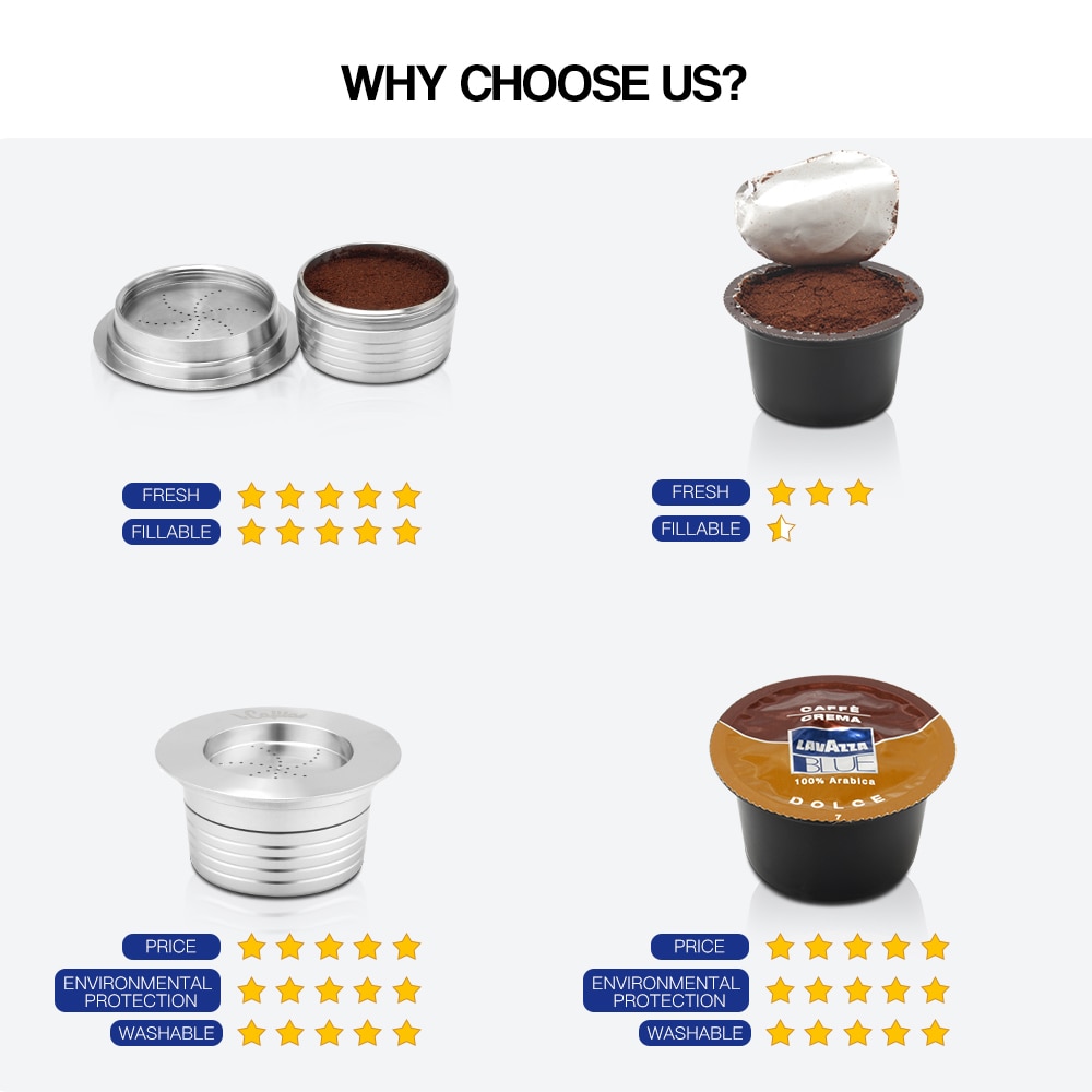 ICafilas-filtros reutilizables de café azul para máquina Lavazza, cápsula rellenable de acero inoxidable, LB951 y CB-100