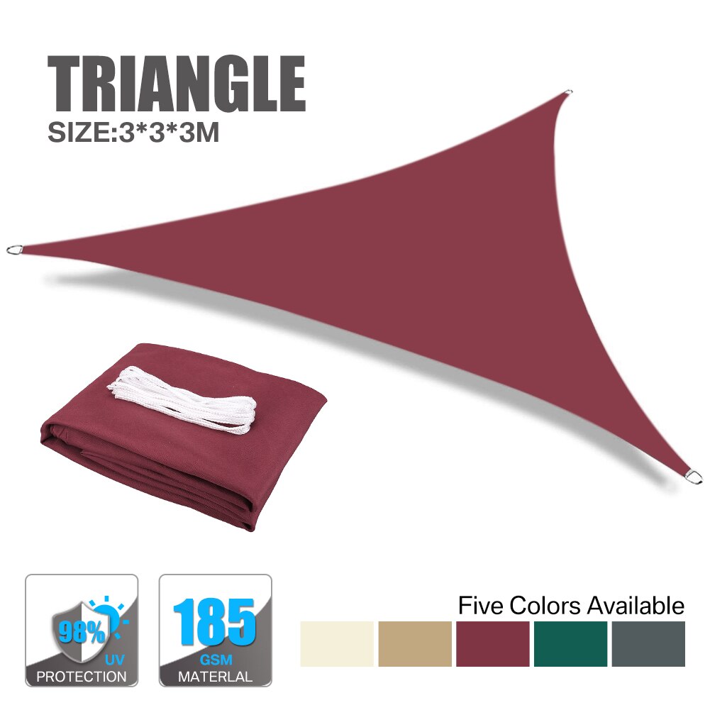 5x5x5M Wine red Sun Shade Sail Canopy for 98%UV Block For Outdoor Facility&amp;Activities Patio Garden Awning Toldos Para Exterior: Wine red 3x3x3M