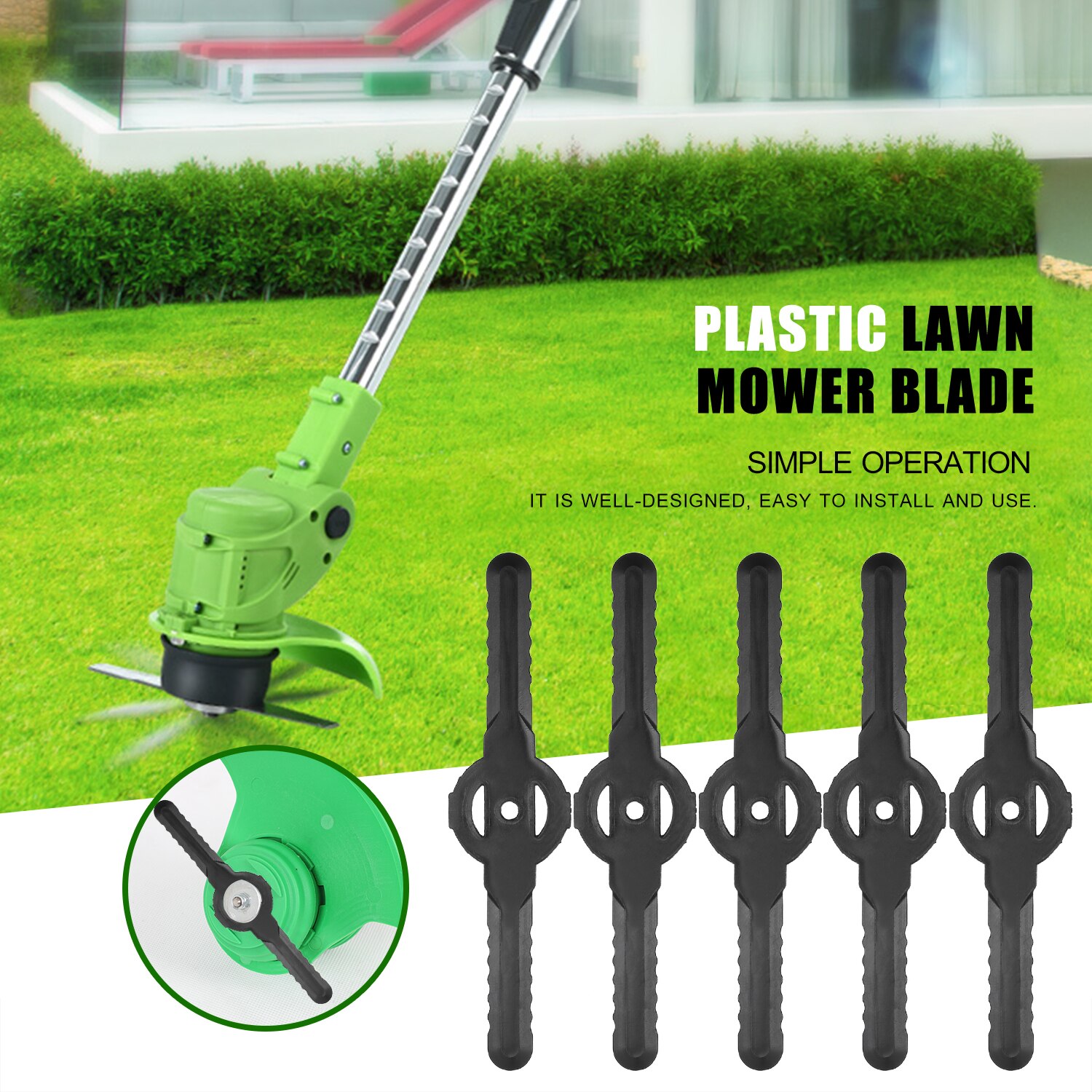 5Pcs Plastic Gazon Mover Blade Elektrische Gazon Trimmer Blade Tuin Gras Cutter Gras Trimmer Wieder Blade Vervanging