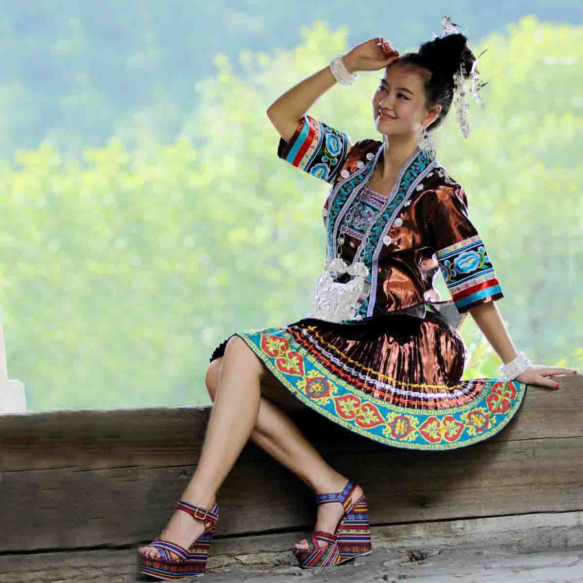 woman Embroidery hmong clothing hmong clothes hmong chinese clothes dance performance costumes miao clothing