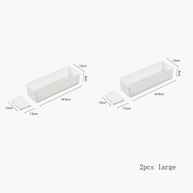 Cajones de almacenamiento de cubiertos de plástico organizador de cocina para el hogar, cajón de almacenamiento de herramientas, cosméticos, armario organizador para cajón de almacenamiento de cocina: 2 Large