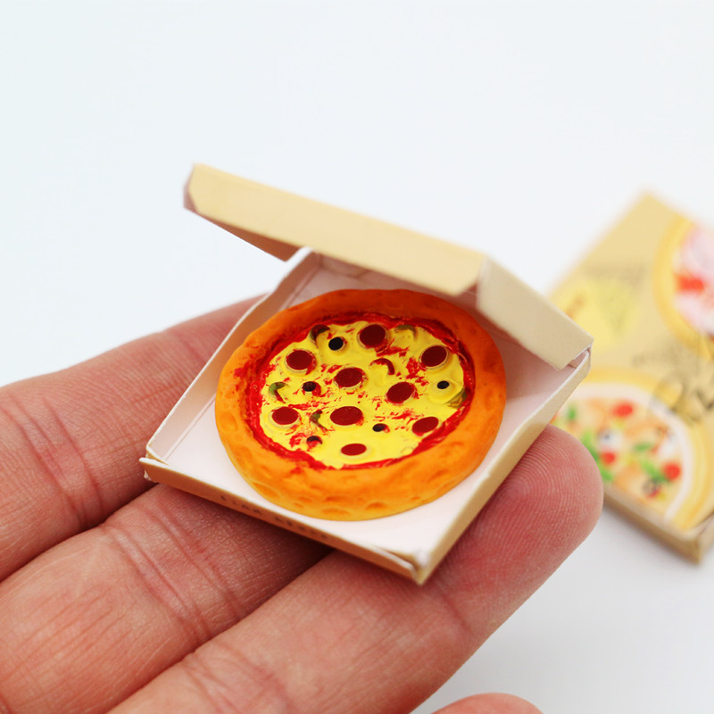 1:12 Miniatuur Pizza Met Verpakkingsdoos Model 1Set Keukenvoedsel Poppenhuis Home Decor Speelgoed Poppenhuis Doen Alsof Speelgoed Accessoires