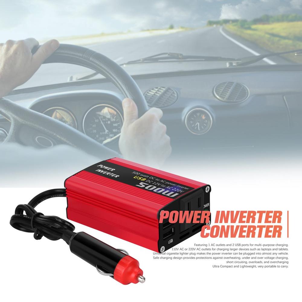 Dc 12v til 110v 220v ac bil inverter automatisk transformator med dobbel usb bil adapter 500w dc til ac strøm omformer