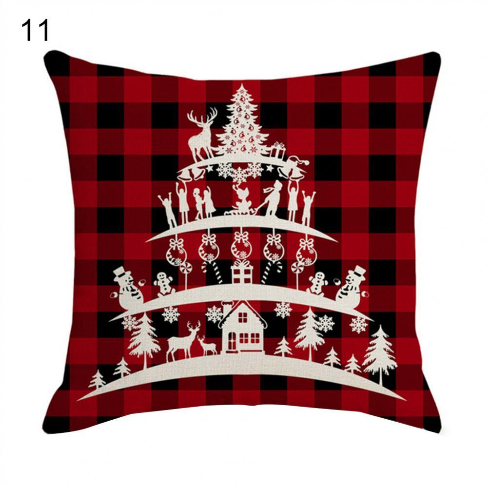2022 Gelukkig Nieuwjaar Vrolijke Kerstversiering Linnen Kussenhoes Buffalo Rooster-Plaid Kussensloop Rendier Sokken Kussensloop: 11
