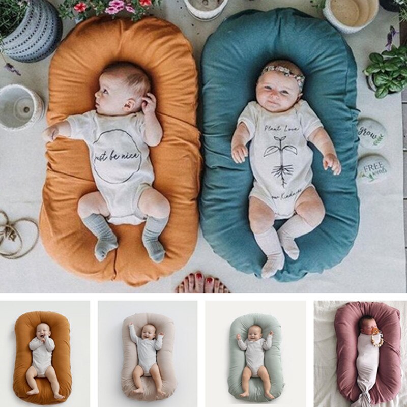 75x45cm Soild Farbe Baby Nest Bett Krippe Neugeborenen Baby Nest Bett Krippen Infant Tragbare Baumwolle Krippe Reise cradle Kissen Baby Stoßfänger