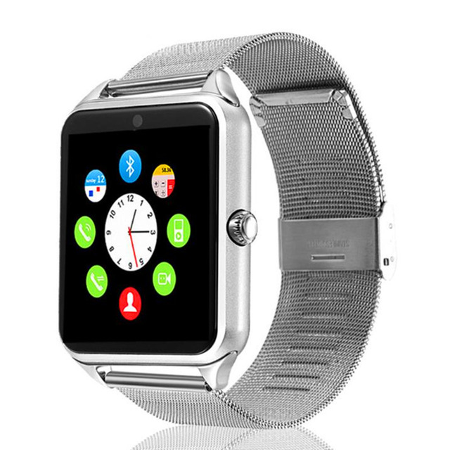 montre intelligente GT08 Plus métal horloge soutien Sim TF carte fente Message poussoir Bluetooth connectivité Android IOS téléphone Smartwatch: Argent