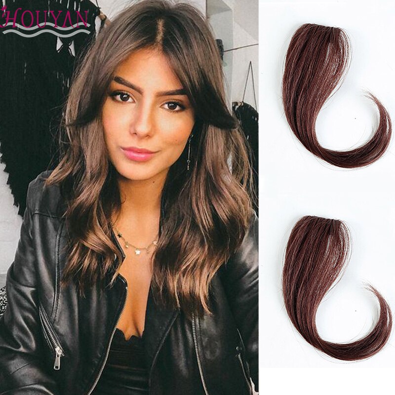 HOUYAN-perruque frange longue femme 25-30cm | clip de cheveux, frange frontale étendue, cheveux naturels
