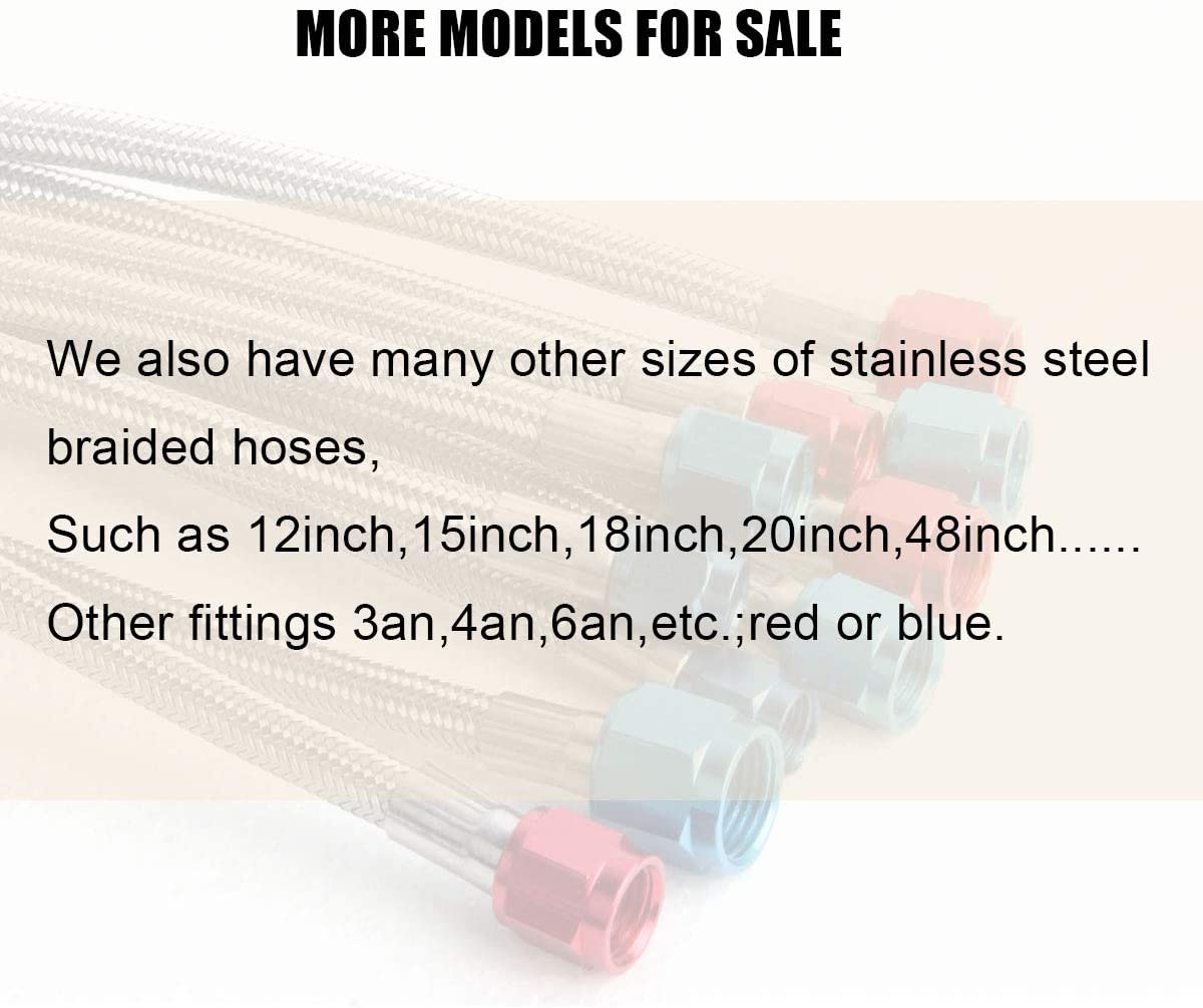 12 Inches Nitrous Stainless Steel Braided Hose with -4AN Blue Fittings Lined Stainless Steel Hose