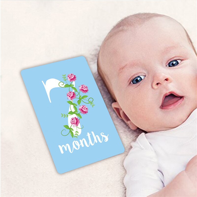 12 ark baby måned klistermærke nyfødt milepæl souvenirs fotografering fotokort øjeblik fotokort nøgle aldersmarkører