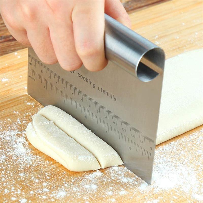 Dough Pastry Scraper Cutter Chopper Stainless Steel Mirror Polished with Measuring Scale Cake Pizza Pastry Bread Separator Knife