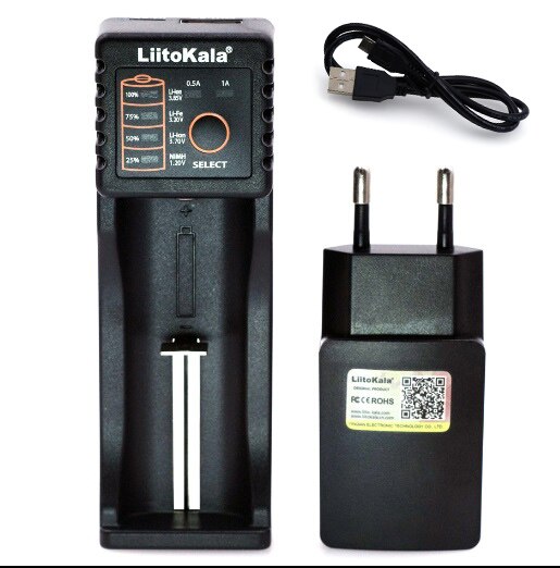 Liitokala lii 402/ lii -202/ lii -100/1.2v/3.7v 18650/26650/18350/16340/18500/ aa / aaa nimh litium batterilader 5v 2a støpsel: Lii 100 hele pakken