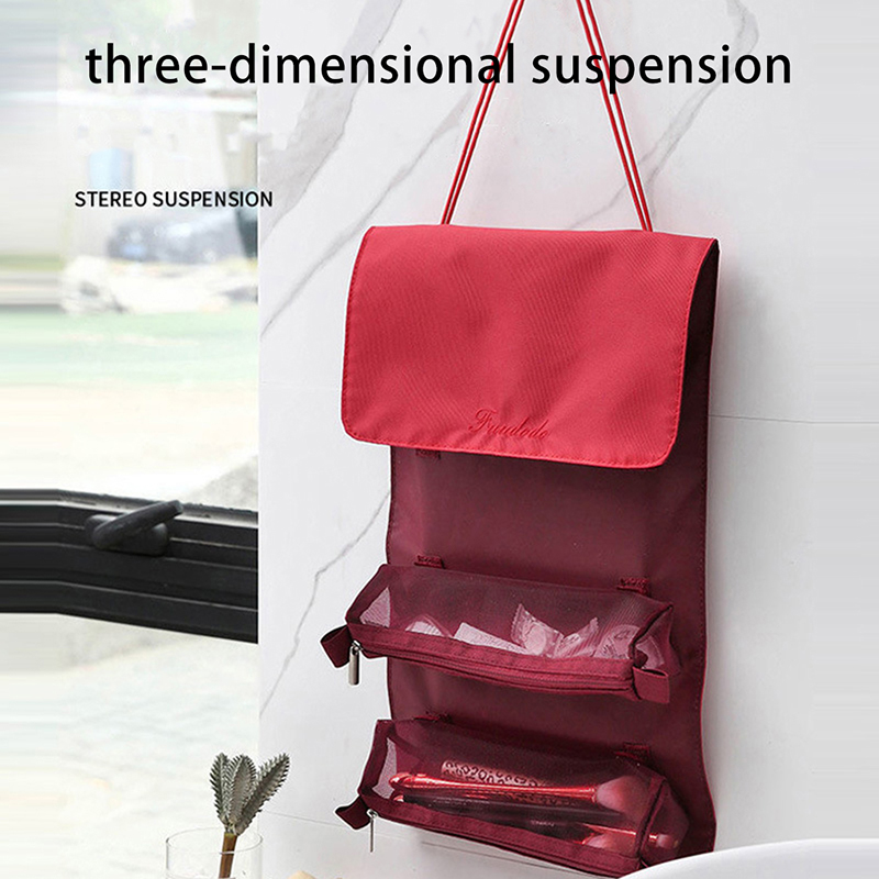 4 In 1 Detachable Makeup Bag Women Zipper Mesh Large Capacity Cosmetics Pouch Foldable Portable Travel Wash Storage Bag